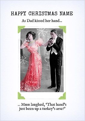 Dad Kissed Mum's Hand Personalised Funny Christmas Card