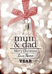 Tap to view Glitter Baubles - Mum & Dad Christmas Card