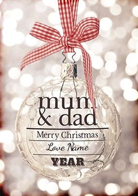 Glitter Baubles - Mum & Dad Christmas Card