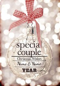 Tap to view Glitter Baubles Christmas Card - Christmas Couple