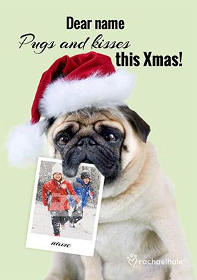 Dog Photo Upload Christmas Card Pugs & Kisses - Rachael Hale