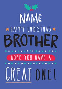 Brother Christmas Card Great One! - Rock, Paper, Awesome