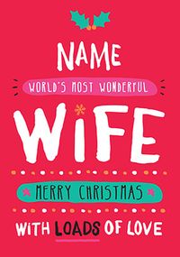 Wife Christmas Card Loads of Love - Rock, Paper, Awesome