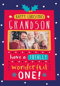 Happy Christmas Grandson Photo Card