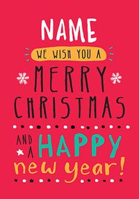 Merry Christmas and a Happy New Year Personalised Card