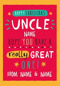 Tap to view Happy Christmas Uncle Personalised Card
