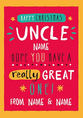 Happy Christmas Uncle Personalised Card