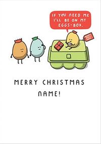 On My Eggs-Box Personalised Christmas Card