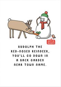 Rudolph and Snowman Christmas Card