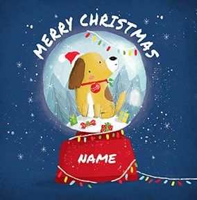 Dog Snow Globe Personalised Christmas Card