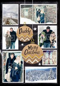 Daddy Photo Upload Christmas Card Multi - Black & Gold