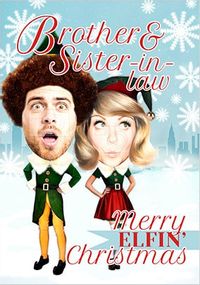 Tap to view Brother & Sister-In-Law Elf Spoof Photo Christmas Card