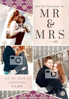 1st Christmas Mr & Mrs Multi Photo Card