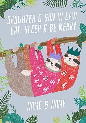 Daughter & Son-In-Law Sloth Personalised Christmas Card