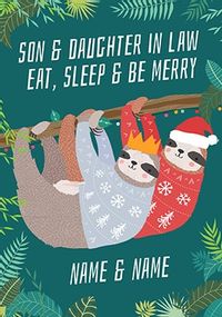 Son & Daughter-In-Law Sloth Personalised Christmas Card