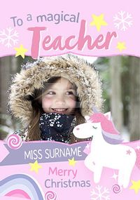 Magical Teacher Photo Christmas Card