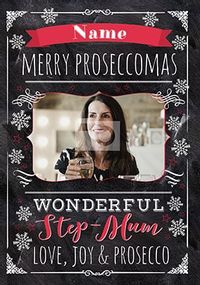 Wonderful Step-Mum Proseccomas Photo Christmas Card