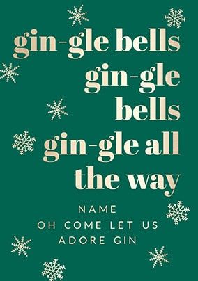 Gin-gle Bells Personalised Christmas Card