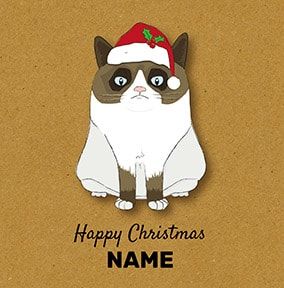 Bah-Humbug Cat Personalised Christmas Card