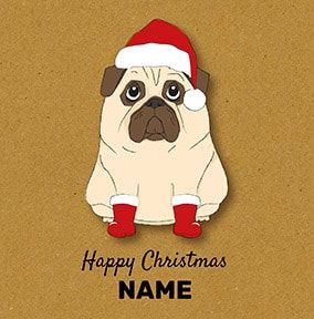 Christmas Pug Personalised Card
