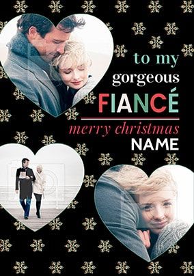 Gorgeous Fiancé Christmas Photo Stars Card
