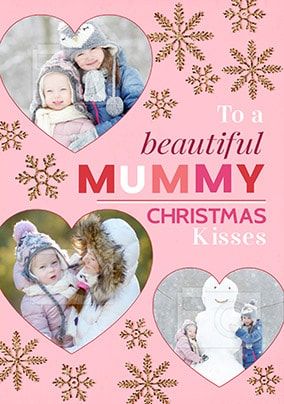 Beautiful Mummy Christmas Photo Hearts Card