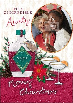 Gincredible Aunty personalised Christmas Card