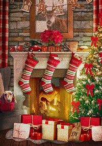Christmas Fireplace Personalised Card