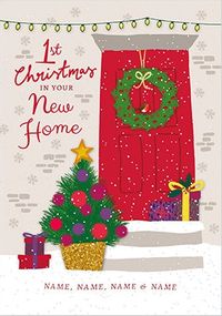 1st Christmas in New Home red door personalised Card