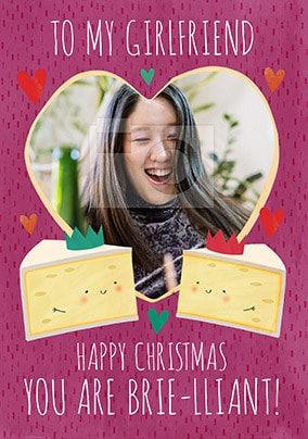 Brie-lliant Girlfriend personalised Christmas Card