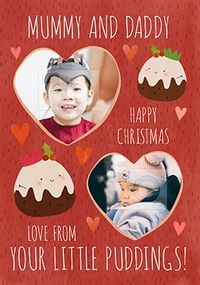 Mummy & Daddy Little Puddings personalised Christmas Card