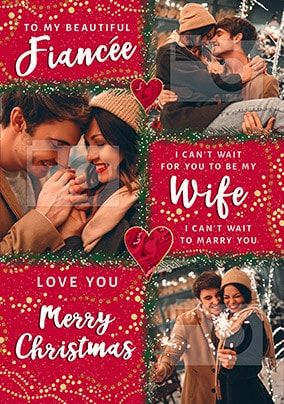 Fiancée multi photo festive Christmas Card