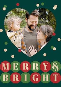 Merry & Bright photo personalised Christmas Card