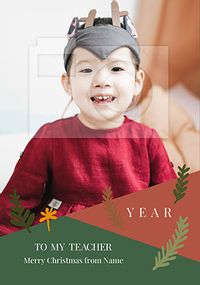 Tap to view Teacher personalised Christmas Card