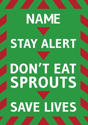 Don't eat Sprouts personalised Christmas Card