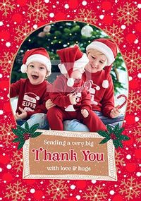 Thank You with Love and Hugs Photo Christmas Card