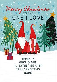 One I Love Cute Gnome Personalised Christmas Card