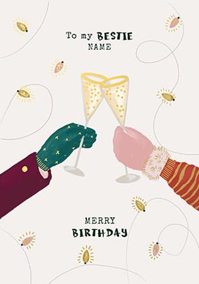 Bestie Merry Birthday Personalised Card