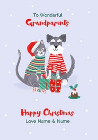 Tap to view Grandparents Dog and Cat Personalised Christmas Card