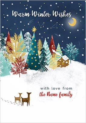 Warm Winter Wishes Personalised Christmas Card