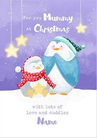Mummy Penguin personalised Christmas card