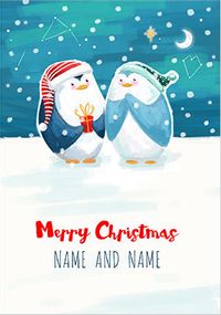Tap to view Happy Christmas personalised  Penguin Couple Card