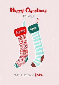 Tap to view Happy Christmas Couple Stockings Personalised Card
