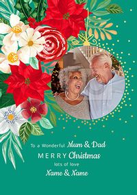 Tap to view Mum & Dad Christmas Flowers Photo Card