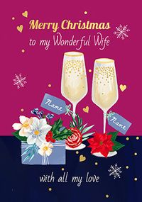 Wife Prosecco Personalised Christmas Card