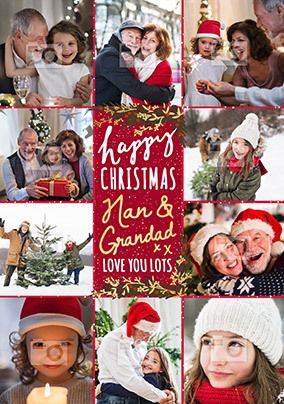 Happy Christmas Nan & Grandad Berries Photo Card