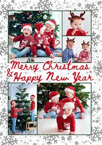 Tap to view Merry Christmas & Happy New Year Snowflakes Photo Card