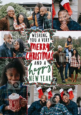 Merry Christmas & Happy New Year Berries Photo Card