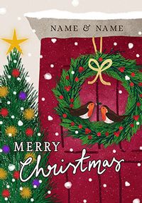 Merry Christmas couple red door personalised card