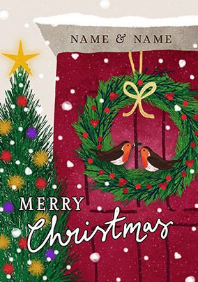 Merry Christmas couple red door personalised card